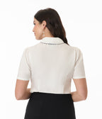 Unique Vintage White & Rainbow Butterfly Collar Cotton Blouse - Unique Vintage - Womens, TOPS, WOVEN TOPS