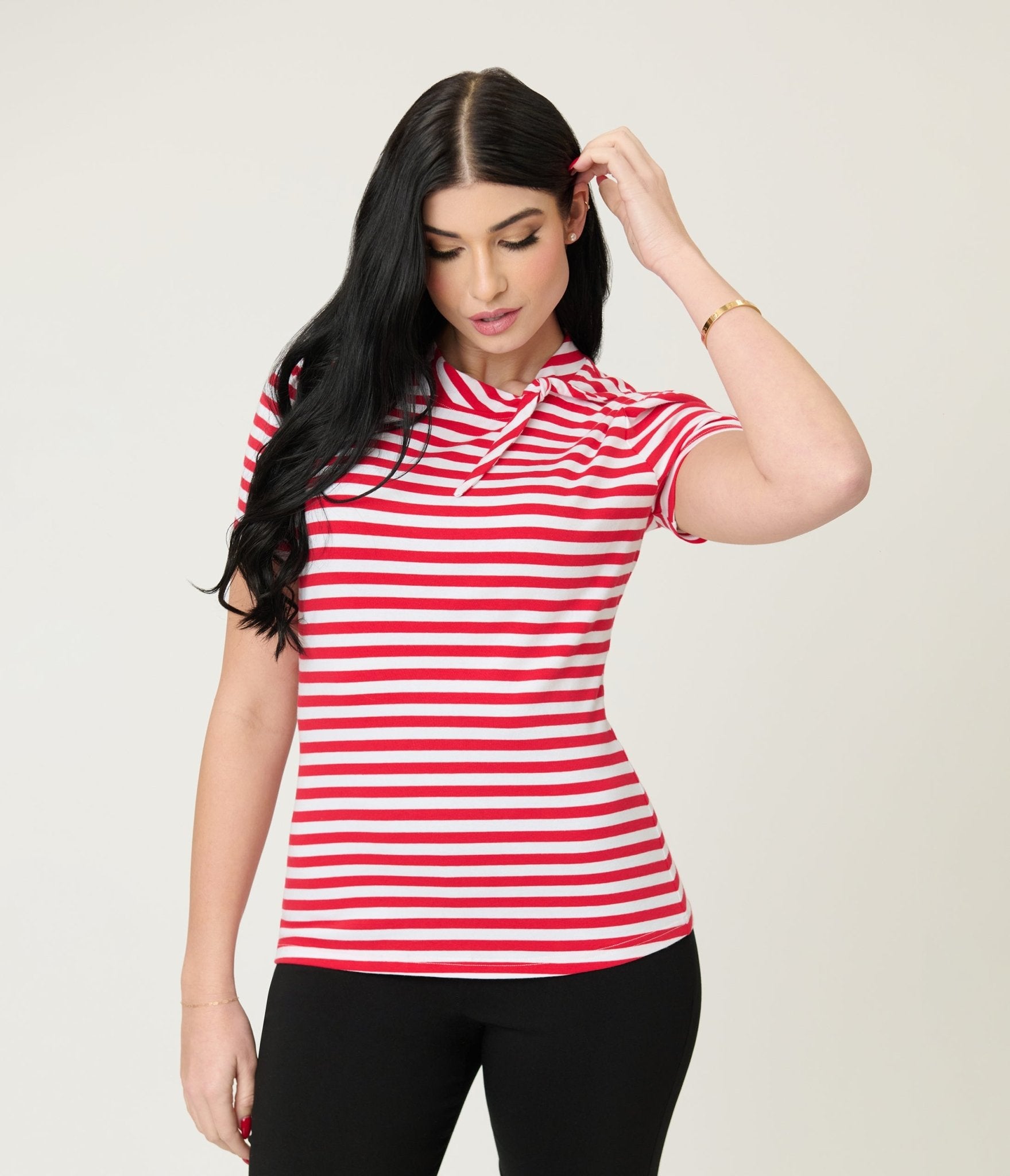 Unique Vintage White & Red Bow Sweetie Knit Top - Unique Vintage - Womens, TOPS, KNIT TOPS