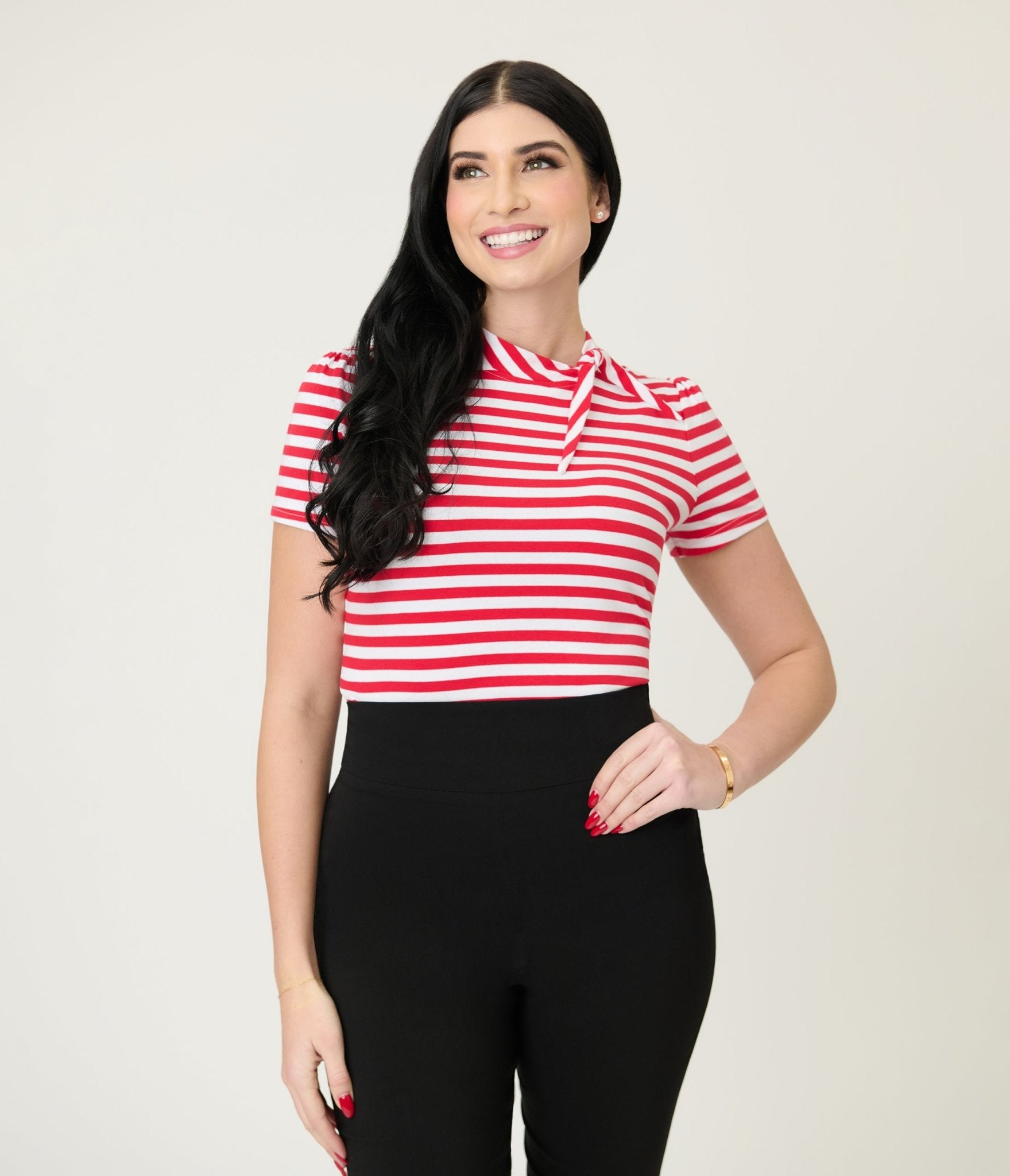 Unique Vintage White & Red Bow Sweetie Knit Top - Unique Vintage - Womens, TOPS, KNIT TOPS