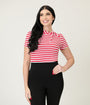 Unique Vintage White & Red Bow Sweetie Knit Top
