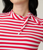Unique Vintage White & Red Bow Sweetie Knit Top - Unique Vintage - Womens, TOPS, KNIT TOPS