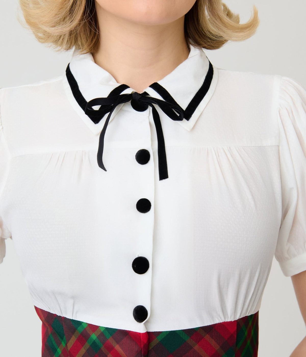 Unique Vintage White & Red Plaid Beverly Swing Dress - Unique Vintage - Swing Dress