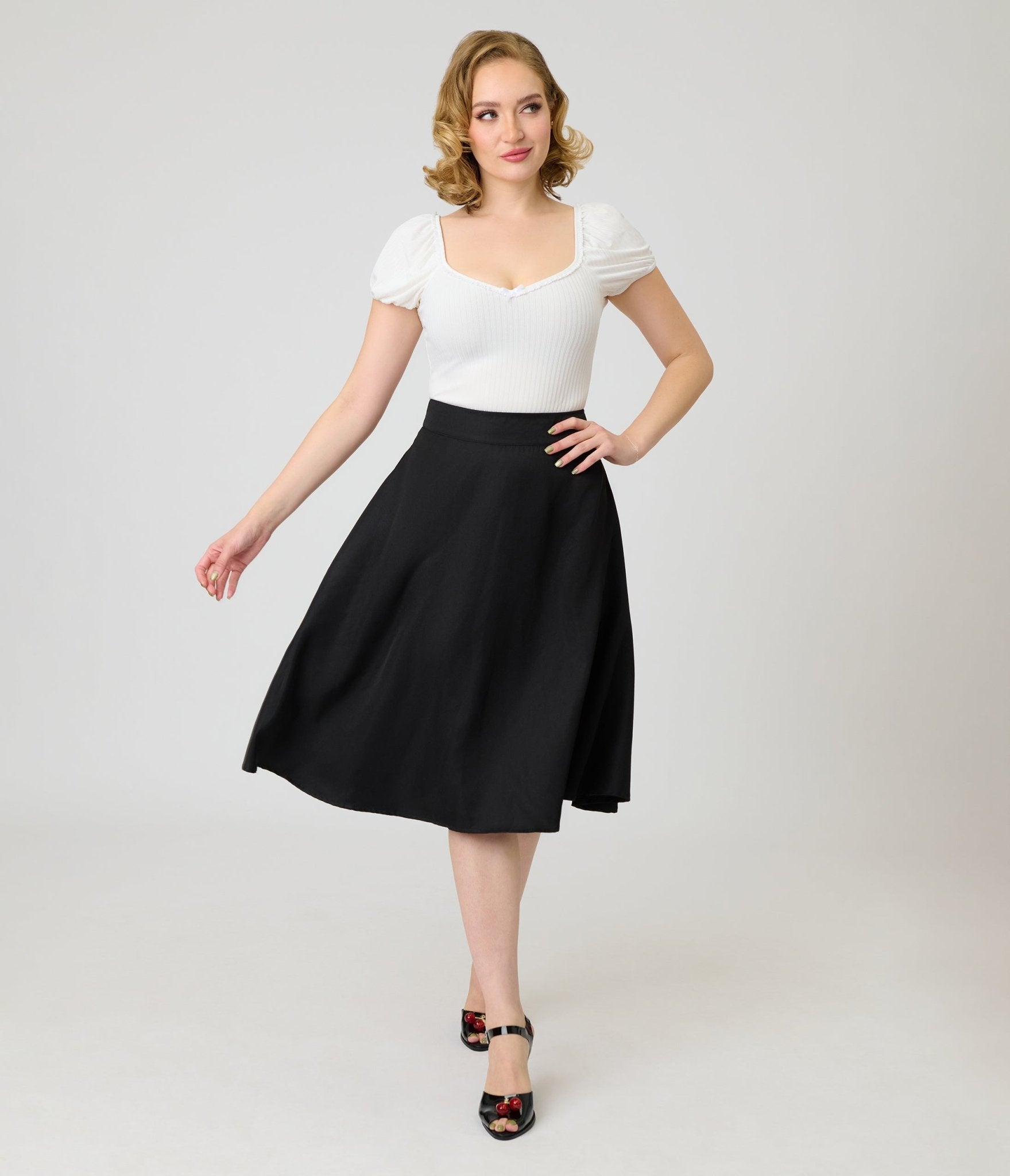 Unique Vintage White Sweetheart Knit Top - Unique Vintage - Womens, TOPS, KNIT TOPS