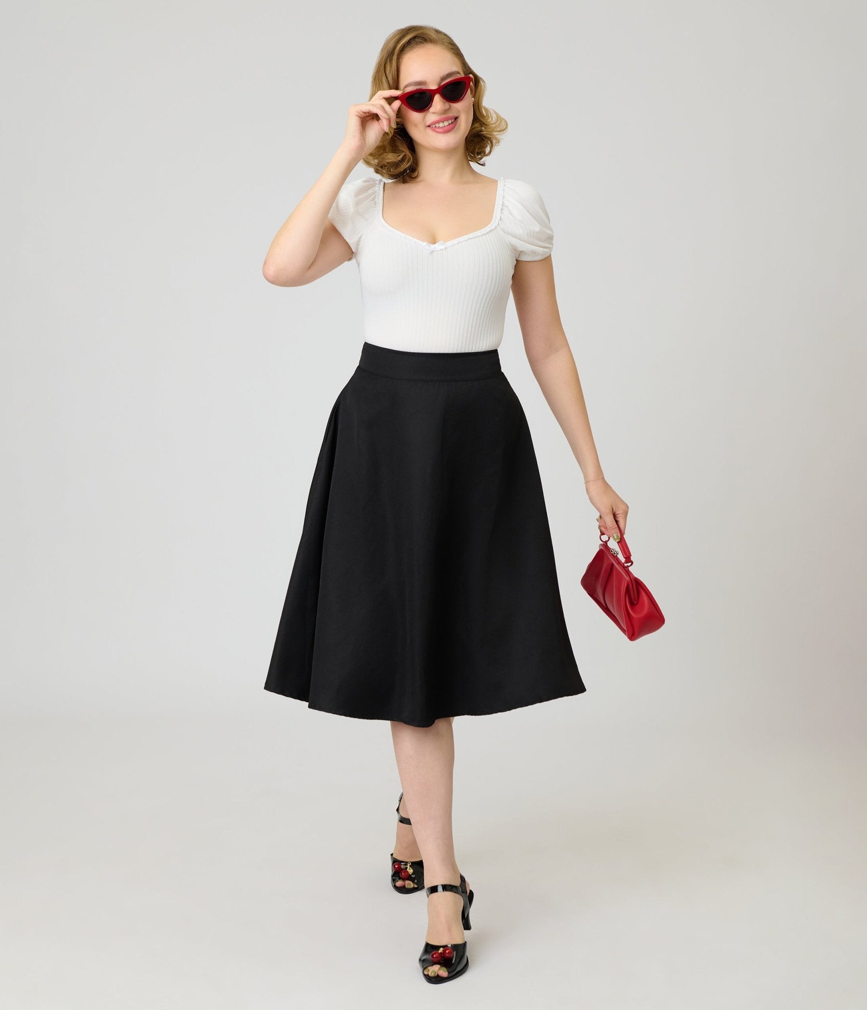 Unique Vintage White Sweetheart Knit Top - Unique Vintage - Womens, TOPS, KNIT TOPS