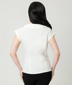 Unique Vintage White Twill Sleeveless Blouse - Unique Vintage - Womens, TOPS, WOVEN TOPS
