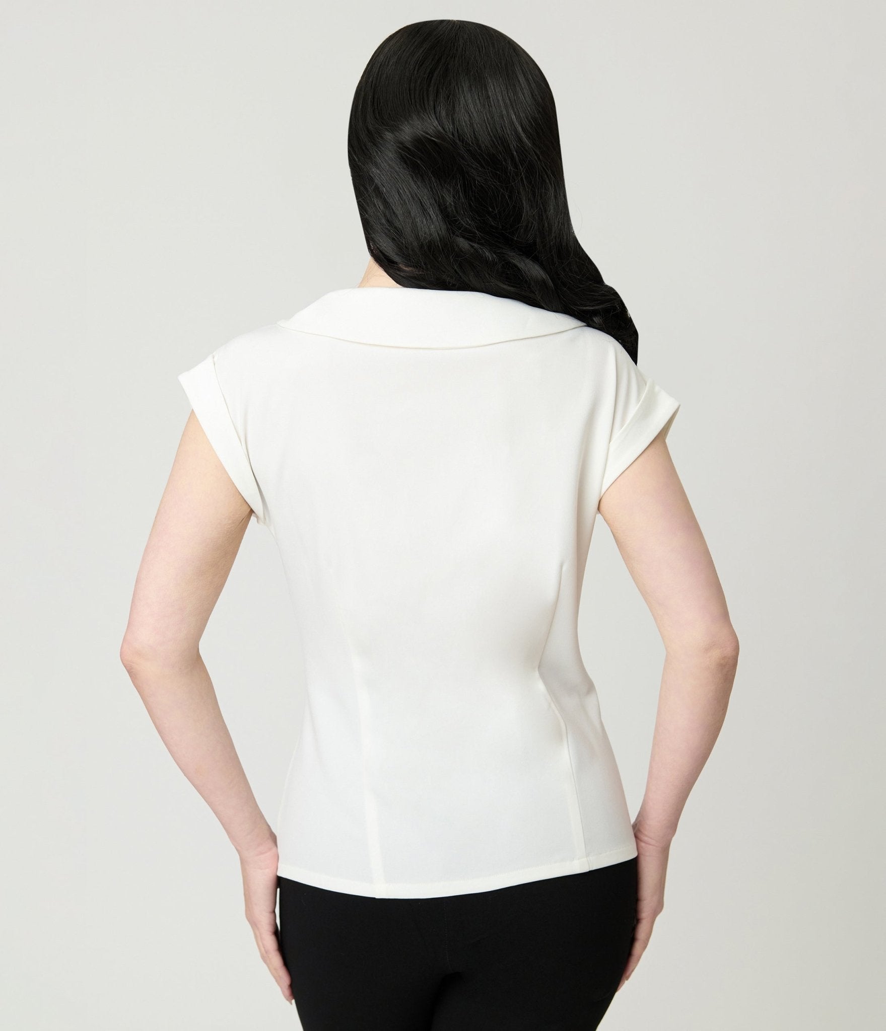 Unique Vintage White Twill Sleeveless Blouse - Unique Vintage - Womens, TOPS, WOVEN TOPS