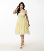 Unique Vintage Yellow Daisy Print Hollie Swing Dress - Unique Vintage - Womens, DRESSES, SWING