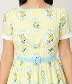 Unique Vintage Yellow Lemon Striped Swing Dress - Unique Vintage - Womens, DRESSES, SWING