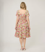 Unique Vintage Yellow & Pink Floral Cotton Swing Dress - Unique Vintage - Womens, DRESSES, SWING