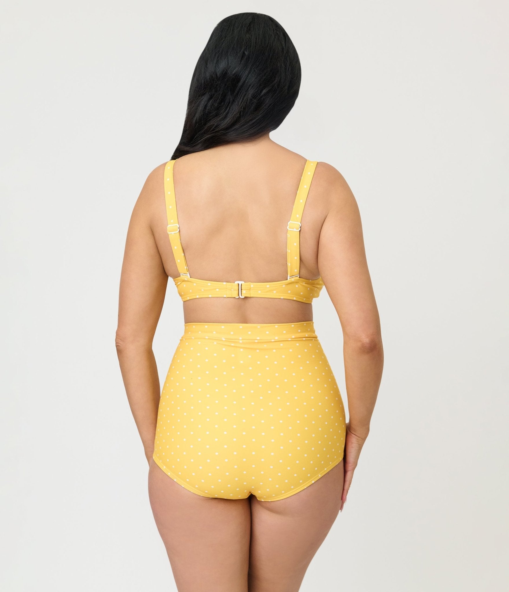 Unique Vintage Yellow & White Pin Dot Swim Top - Unique Vintage - Womens, SWIM, TOP