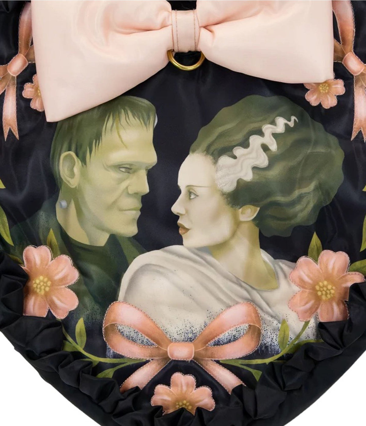 Universal Monsters Black Coquette Frankie & Bride Heart Bag - Unique Vintage - Purses
