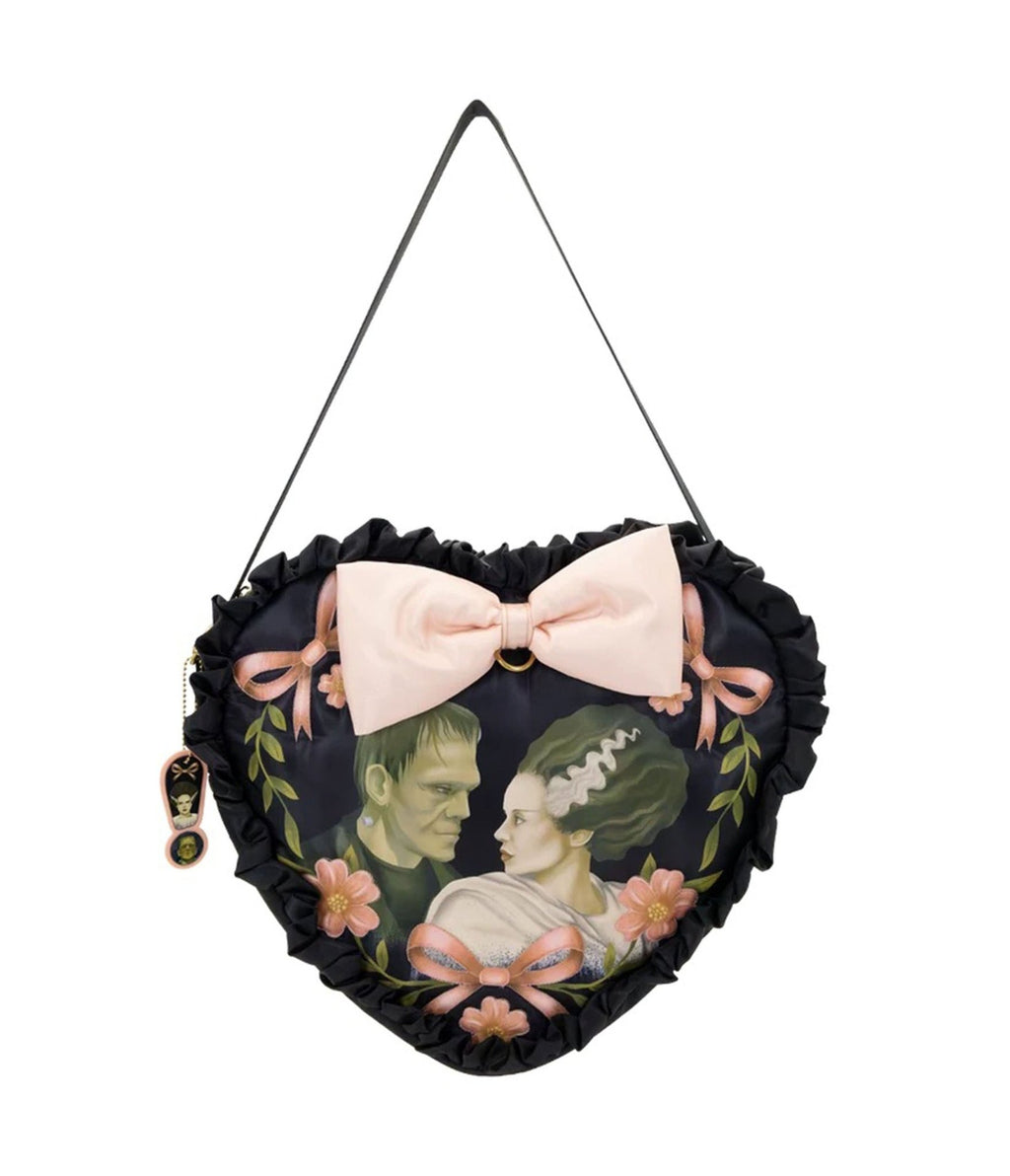 Universal Monsters Black Coquette Frankie & Bride Heart Bag - Unique Vintage - Purses