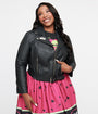 Universal Monsters x Unique Vintage Plus Size Black & White Bride of Frankenstein Leather Jacket