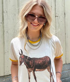 Vintage Donkey Ringer Tee - Unique Vintage - Womens, TOPS, TEES