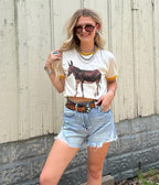 Vintage Donkey Ringer Tee - Unique Vintage - Womens, TOPS, TEES