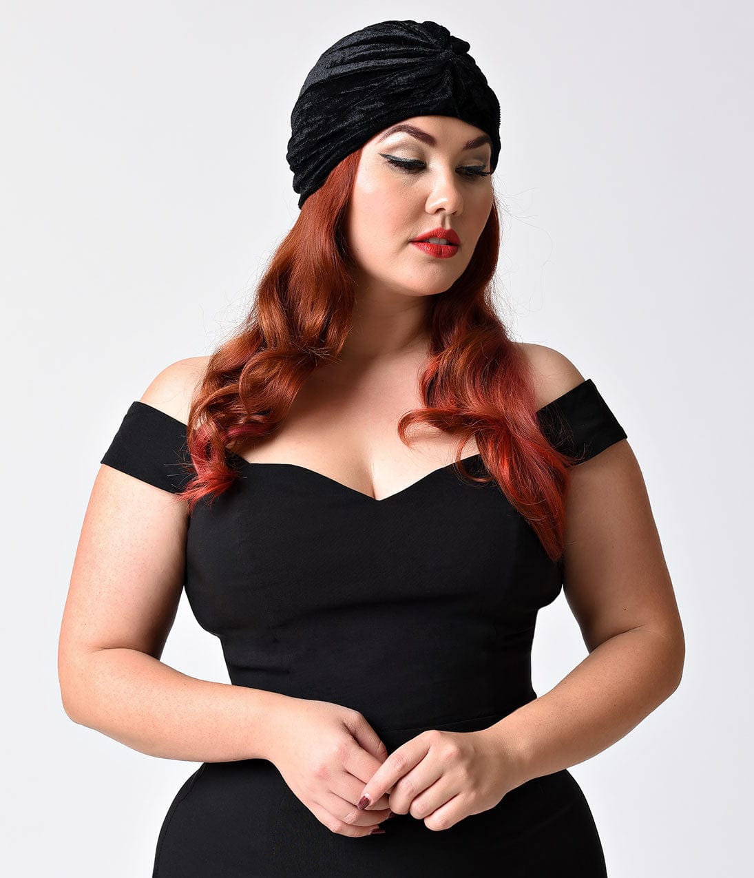 Vintage Style Black Velvet Knotted Turban - Unique Vintage - Womens, ACCESSORIES, HAIR