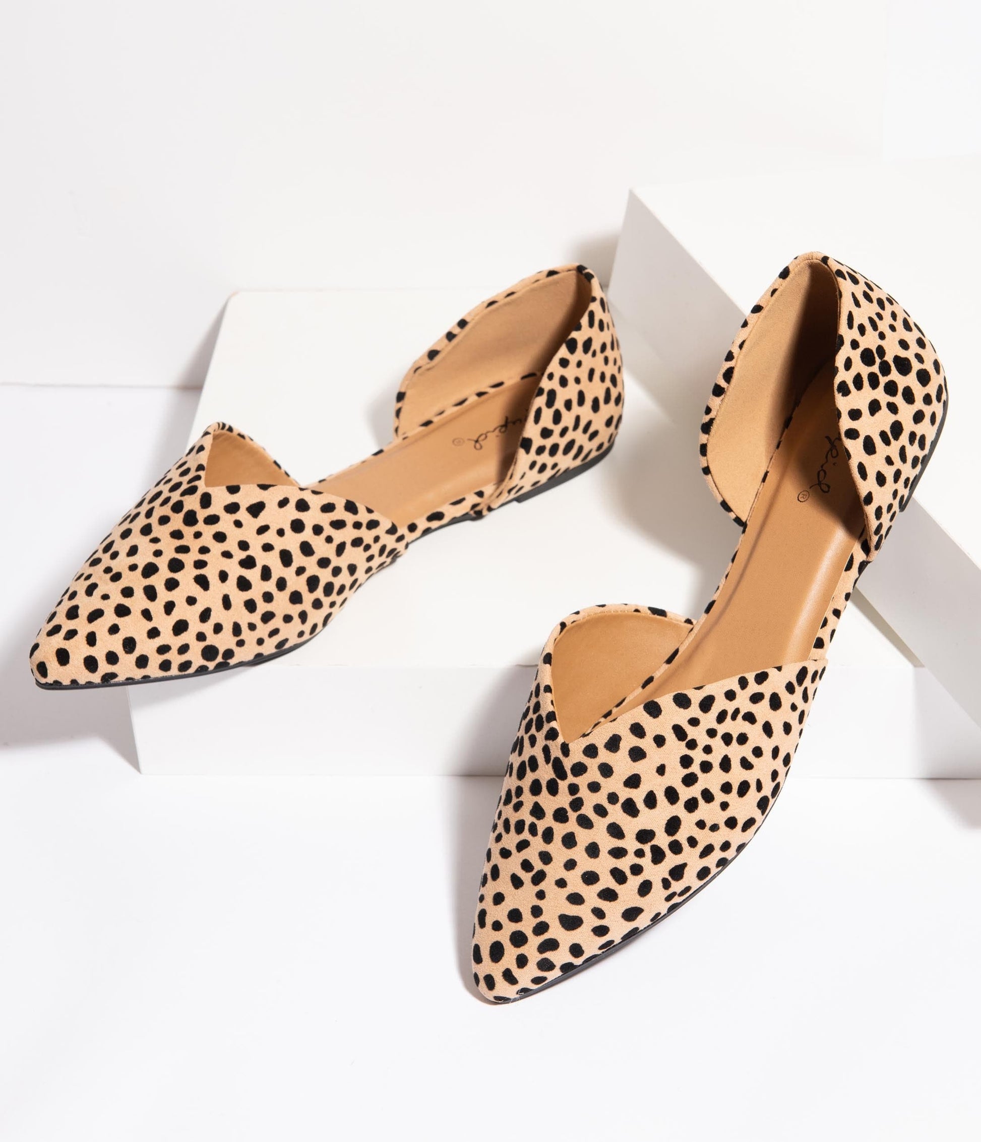 Vintage Style Cheetah Suede dOrsay Flats - Unique Vintage - Womens, SHOES, FLATS