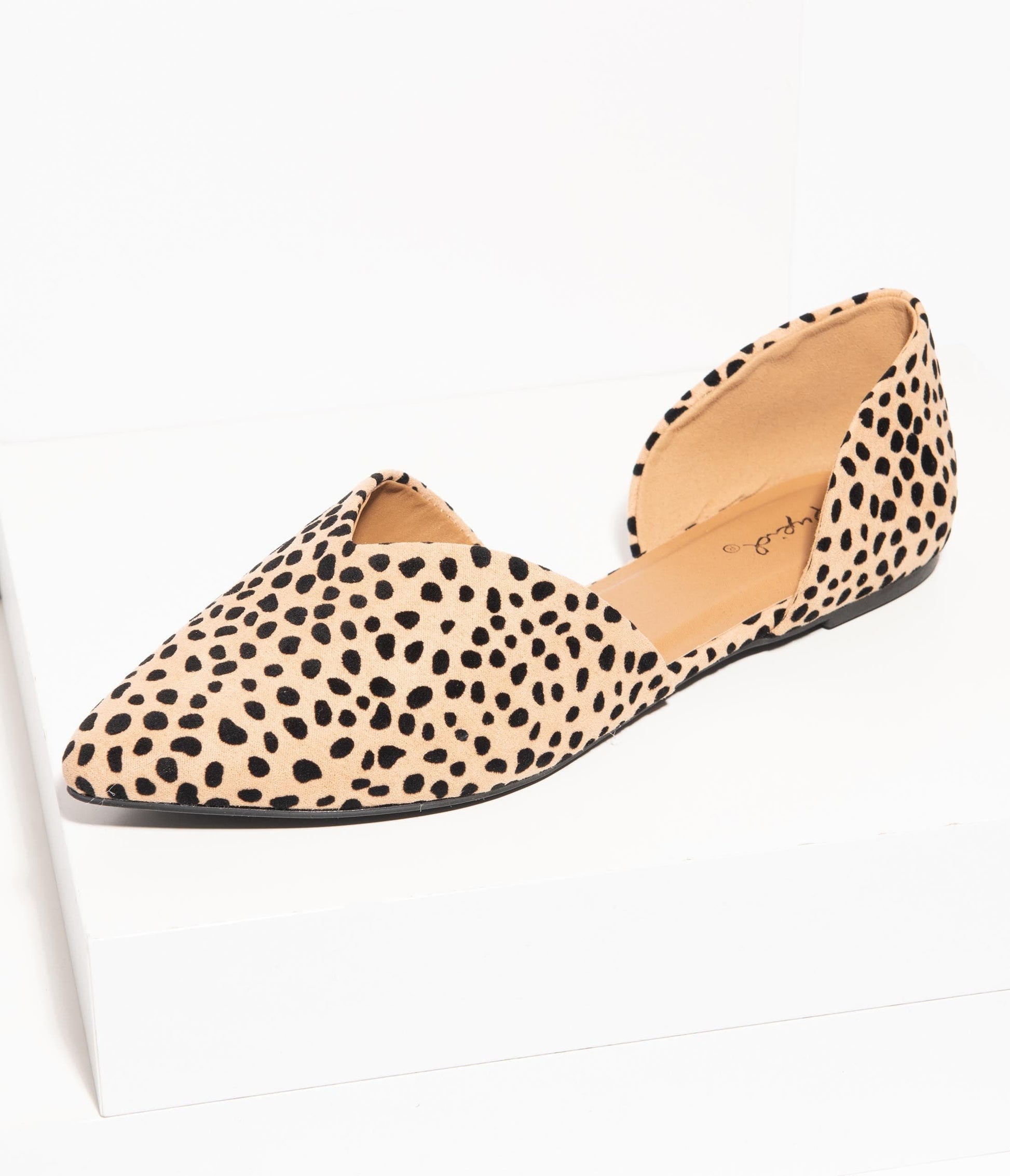 Vintage Style Cheetah Suede dOrsay Flats - Unique Vintage - Womens, SHOES, FLATS