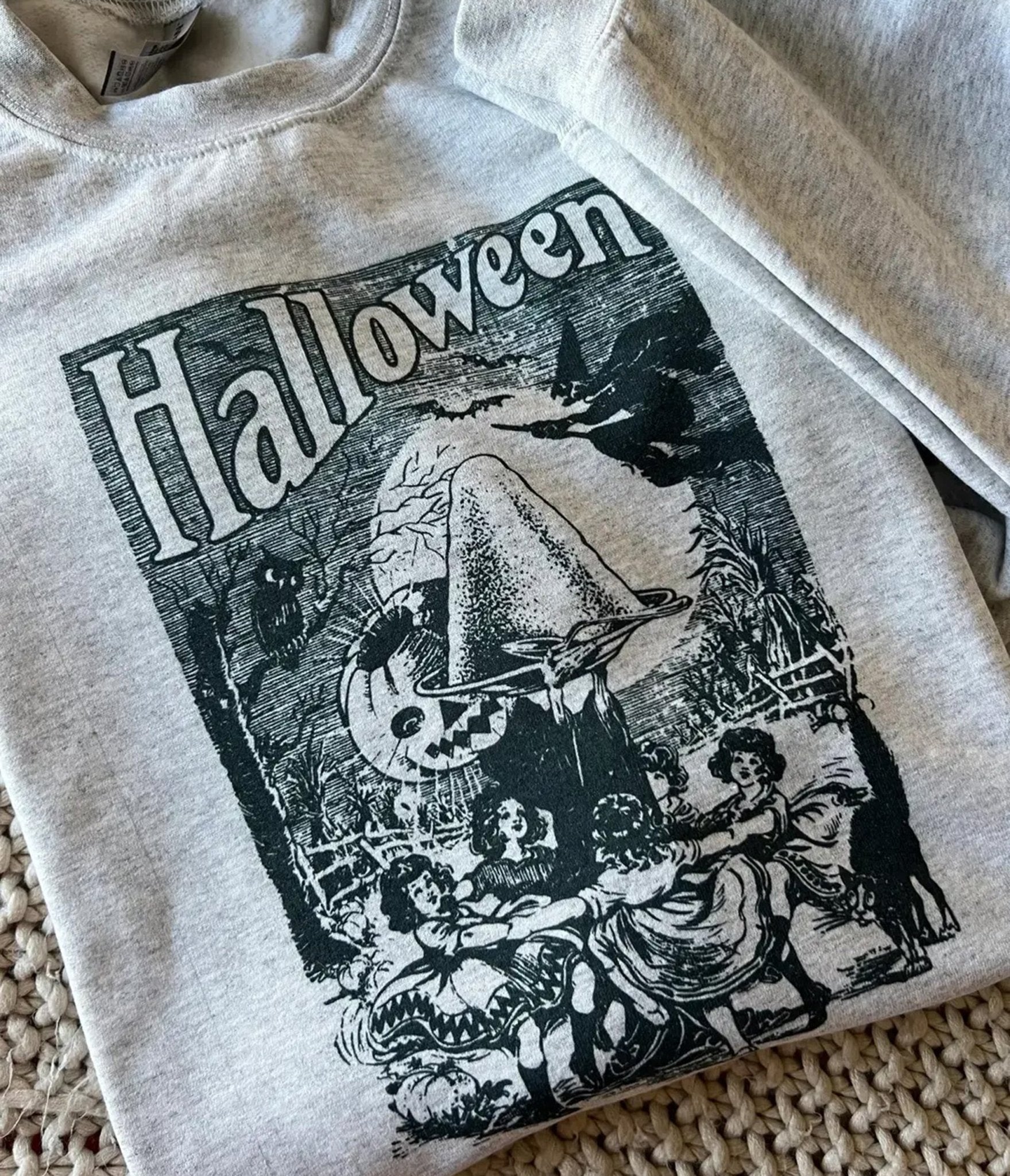 Vintage Style Halloween Party Graphic Sweatshirt - Unique Vintage - Womens, GRAPHIC TEES, TEES