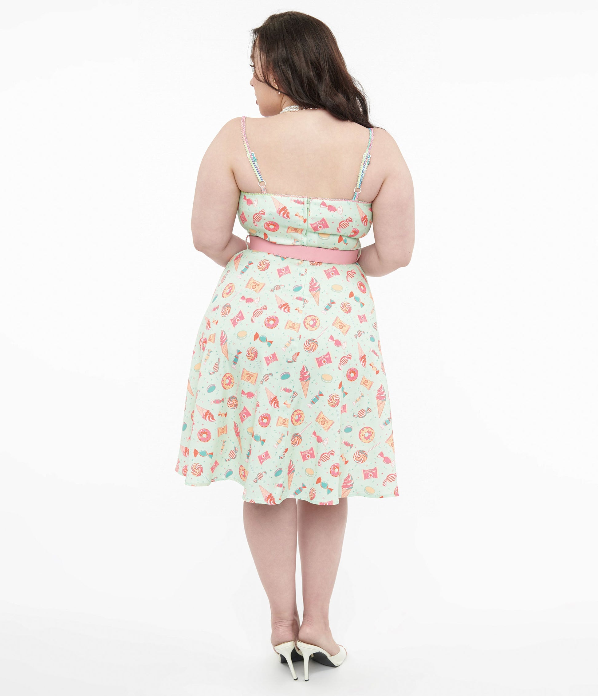 Voodoo Vixen 1950s Mint Green Sweet Tooth Print Fit & Flare Dress - Unique Vintage - Womens, DRESSES, SWING