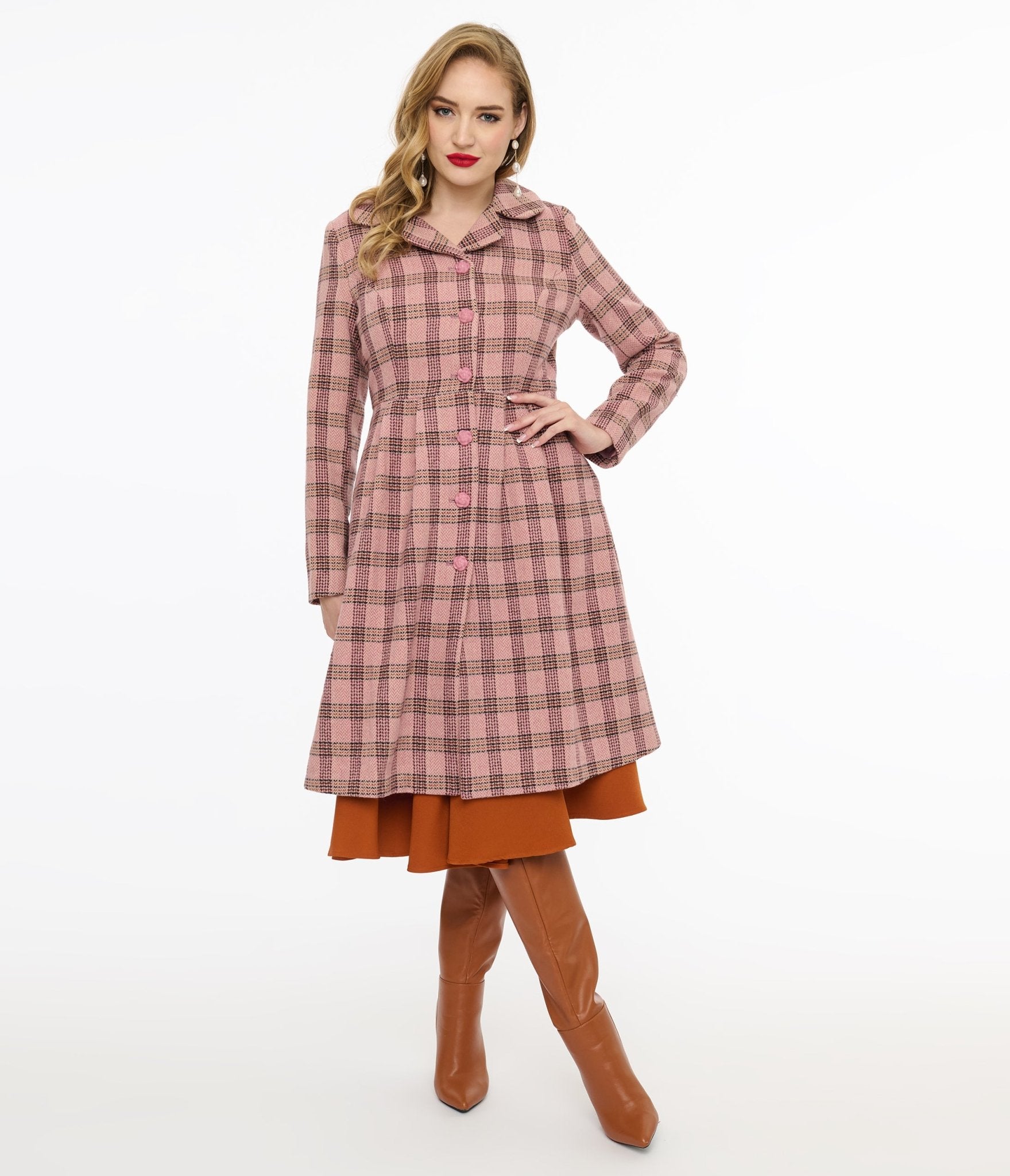 Voodoo Vixen 1960s Pink Plaid Coat - Unique Vintage - Womens, TOPS, OUTERWEAR