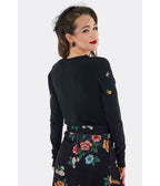 Voodoo Vixen Black Moth Embroidered Cardigan - Unique Vintage - Womens, TOPS, SWEATERS