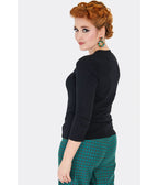 Voodoo Vixen Black Peacock Keyhole Sweater - Unique Vintage - Womens, TOPS, SWEATERS
