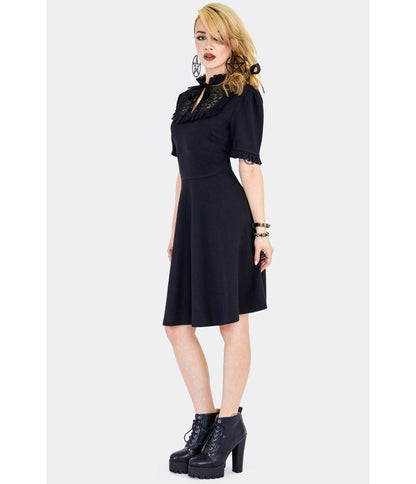Voodoo Vixen Black Skater Mini Dress - Unique Vintage - Womens, DRESSES, FIT AND FLARE
