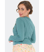 Voodoo Vixen Blue Bee Embroidered Diamond Cardigan - Unique Vintage - Womens, TOPS, SWEATERS