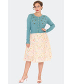 Voodoo Vixen Blue Bee Embroidered Diamond Cardigan - Unique Vintage - Womens, TOPS, SWEATERS