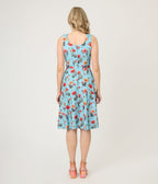 Voodoo Vixen Blue Desert Floral & Cactus Print Swing Dress - Unique Vintage - Womens, DRESSES, SWING