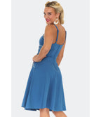 Voodoo Vixen Blue Nautical Button Flare Dress - Unique Vintage - Womens, DRESSES, FIT AND FLARE