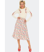 Voodoo Vixen Cream Cherry Floral Cardigan - Unique Vintage - Womens, TOPS, SWEATERS