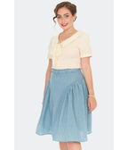 Voodoo Vixen Cream Short Sleeve Bow Blouse - Unique Vintage - Womens, TOPS, SHIRTS