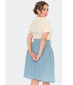 Voodoo Vixen Cream Short Sleeve Bow Blouse - Unique Vintage - Womens, TOPS, SHIRTS