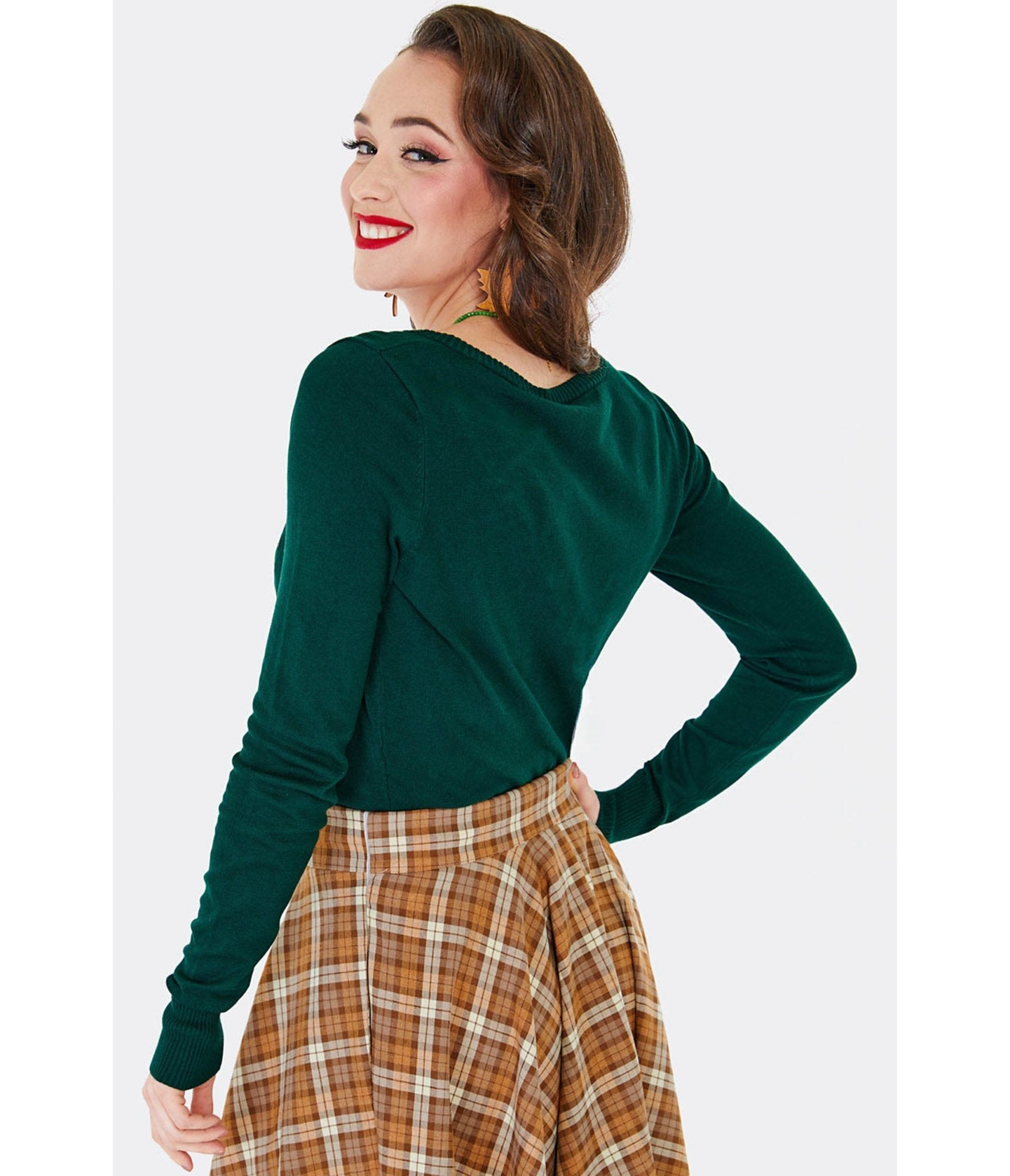 Voodoo Vixen Green Fox & Mushroom Embroidered Cardigan - Unique Vintage - Womens, TOPS, SWEATERS