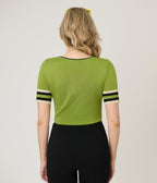 Voodoo Vixen Green Woodland Embroidered Knit Top - Unique Vintage - Womens, TOPS, KNIT TOPS