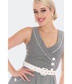 Voodoo Vixen Grey Pinstripe Flare Dress - Unique Vintage - Womens, DRESSES, FIT AND FLARE