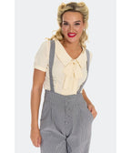 Voodoo Vixen Grey Pinstripe Suspender Trousers - Unique Vintage - Womens, BOTTOMS, PANTS