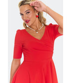 Voodoo Vixen Red Half Sleeve Swing Dress - Unique Vintage - Womens, DRESSES, FIT AND FLARE