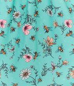 Voodoo Vixen Teal Floral & Bee Print Flare Dress - Unique Vintage - Womens, DRESSES, FIT AND FLARE