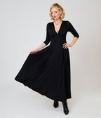 Wax Poetic Black Knit Raquel Maxi Dress - Unique Vintage - Womens, DRESSES, MAXI