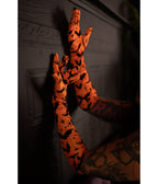 Wax Poetic Orange & Black Bat Flocked Mesh Gloves - Unique Vintage - Womens, ACCESSORIES, GLOVES/SCARVES