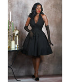 Weasel Wear Black Gilded Snare Spiderweb Halter Swing Dress - Unique Vintage - Swing Dresses