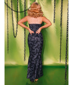 Weasel Wear Grey & Black Raven Reby Maxi Dress - Unique Vintage - Womens, DRESSES, MAXI