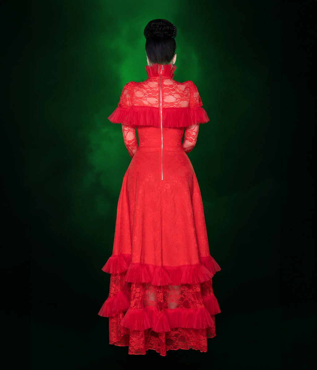 Weasel Wear Red One Big Dark Room Lace Gown