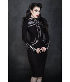 Western Black & White Roses June Pencil Dress - Unique Vintage - Womens, DRESSES, MIDI