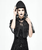 Western Fashion Black Lace Hooded Cape - Unique Vintage - Womens, TOPS, OUTERWEAR