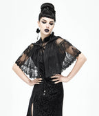 Western Fashion Black Lace Hooded Cape - Unique Vintage - Womens, TOPS, OUTERWEAR