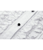 White Bat Collar Ruffled Dress Shirt - Unique Vintage - Blouses